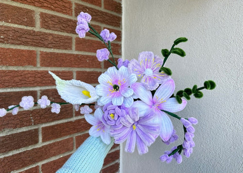 Purple & White mixed flower set