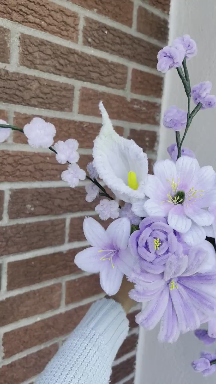 Purple & White mixed flower set